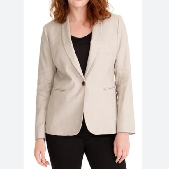 J. Crew Women's Tan Blazer Parke Stretch Linen Blend Blazer In Flax tan cream 4 - Picture 1 of 11